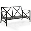 Crosley Furniture Kaplan Metal Patio Loveseat in Oil Bronze and Mist Green