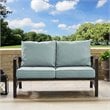 Crosley Furniture Kaplan Metal Patio Loveseat in Oil Bronze and Mist Green