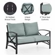 Crosley Furniture Kaplan Metal Patio Loveseat in Oil Bronze and Mist Green