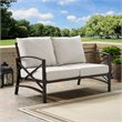 Crosley Furniture Kaplan Metal Patio Loveseat in Oil Bronze and Oatmeal