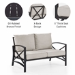 Crosley Furniture Kaplan Metal Patio Loveseat in Oil Bronze and Oatmeal