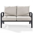 Crosley Furniture Kaplan Metal Patio Loveseat in Oil Bronze and Oatmeal
