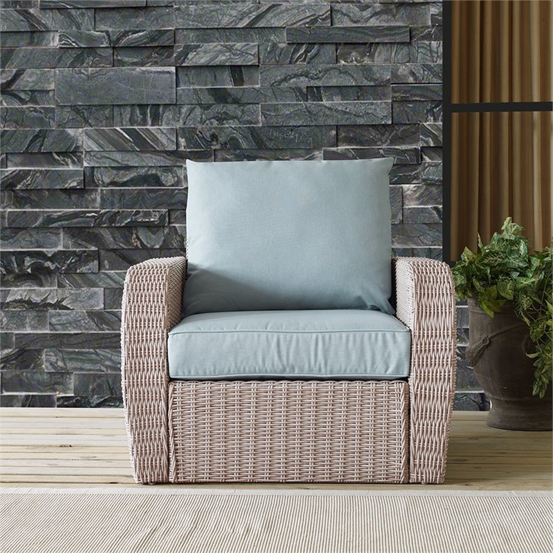 Crosley St Augustine Wicker Patio Arm Chair In Mist Ko70141wh Mi St Augustine Wicker Patio Arm Chair