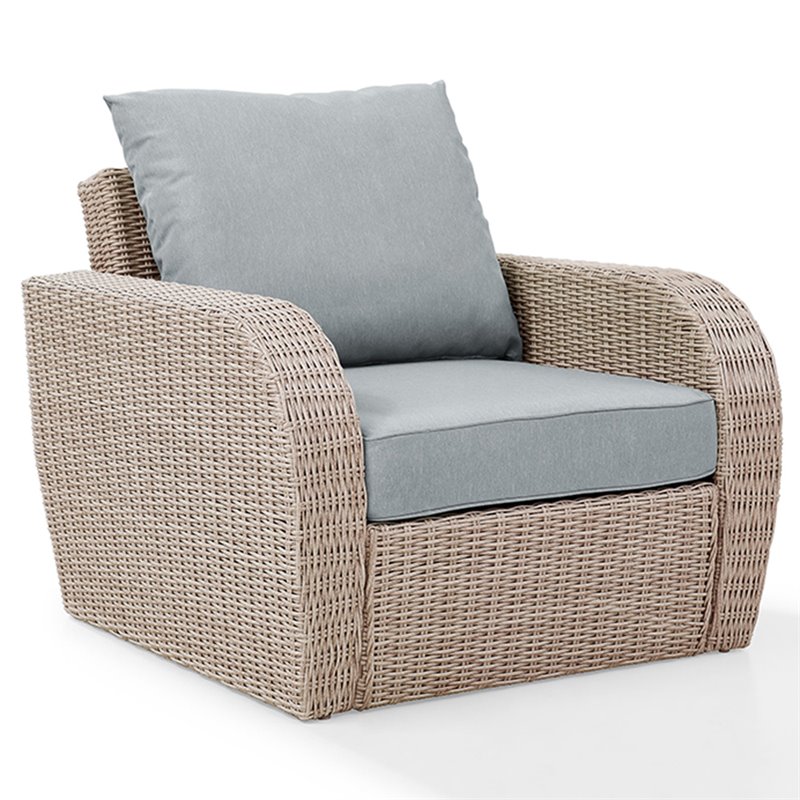 Crosley St Augustine Wicker Patio Arm Chair In Mist Ko70141wh Mi St Augustine Wicker Patio Arm Chair