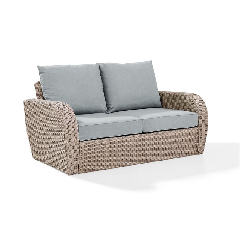 Crosley St Augustine Wicker Patio Loveseat In Mist Ko70142wh Mi St Augustine Wicker Patio Loveseat
