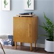 Crosley Furniture Everett Wood Record Player Stand in Acorn Brown