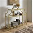 Crosley Furniture Aimee Metal/Tempered Glass Accent Console Table in Gold/Clear