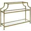 Crosley Furniture Aimee Metal/Tempered Glass Accent Console Table in Gold/Clear