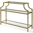 Crosley Furniture Aimee Metal/Tempered Glass Accent Console Table in Gold/Clear