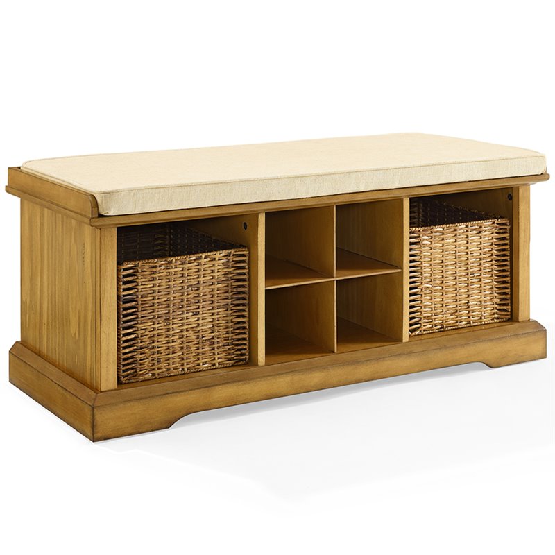 Crosley Brennan Storage Entryway Bench With Baskets In Natural