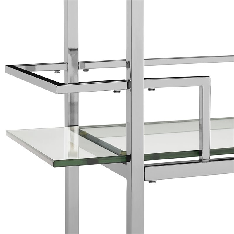 Crosley Aimee Faux Marble Top Home Bar in Chrome and White