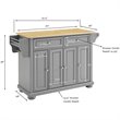 Crosley Furniture Alexandria Natural Wood Top Kitchen Island in Gray/Natural