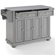 Crosley Furniture Alexandria Stainless Steel/Wood Top Kitchen Island in Gray
