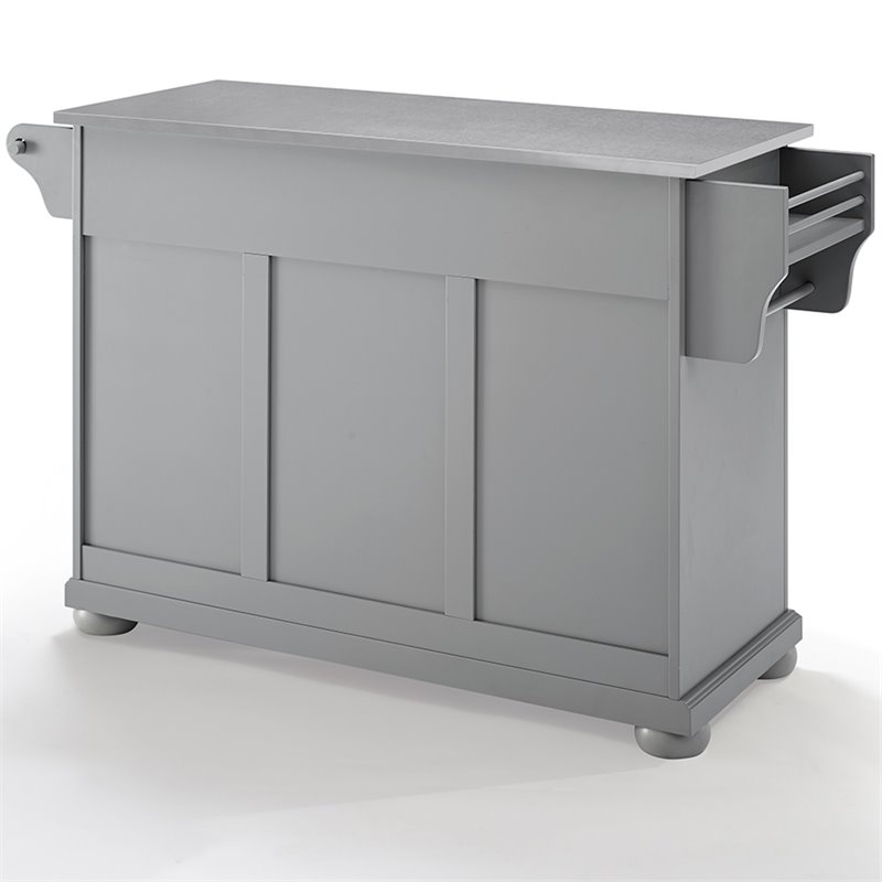 Crosley Furniture Alexandria Stainless Steel/Wood Top Kitchen Island in Gray