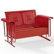 Crosley Furniture Bates Metal Gliding Patio Loveseat in Bright Red