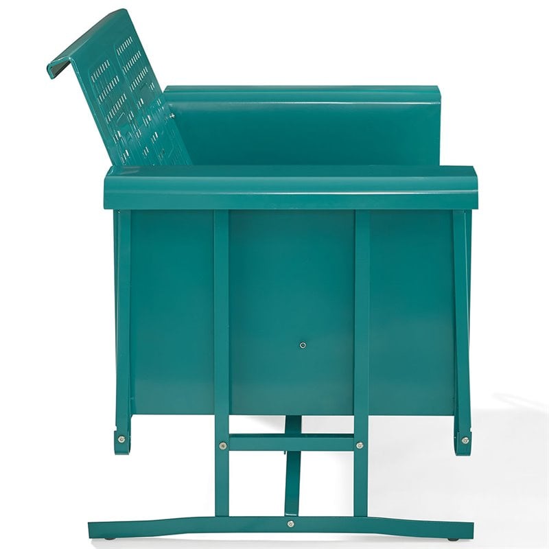 Crosley Furniture Bates Metal Gliding Patio Loveseat in Turquoise