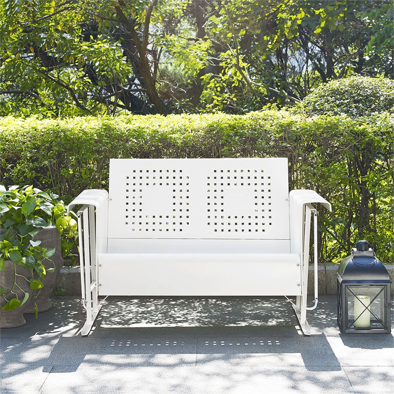 Crosley Furniture Bates Metal Gliding Patio Loveseat in White