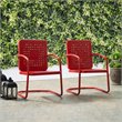 Crosley Furniture Bates Metal Patio Chair in Bright Red (Set of 2)