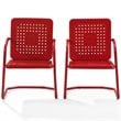 Crosley Furniture Bates Metal Patio Chair in Bright Red (Set of 2)