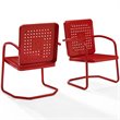 Crosley Furniture Bates Metal Patio Chair in Bright Red (Set of 2)