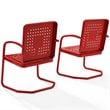 Crosley Furniture Bates Metal Patio Chair in Bright Red (Set of 2)