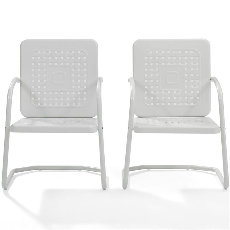 Crosley Furniture Bates Metal Patio Chair in White (Set of 2)
