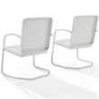 Crosley Furniture Bates Metal Patio Chair in White (Set of 2)