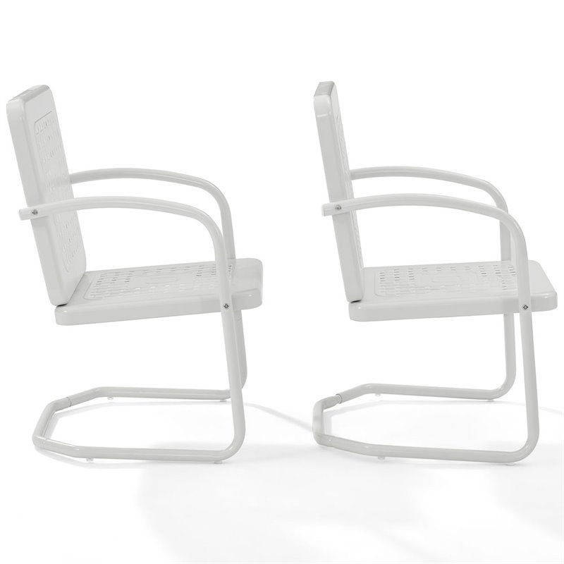 Crosley Furniture Bates Metal Patio Chair in White (Set of 2)