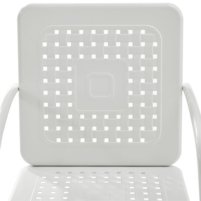 Crosley Furniture Bates Metal Patio Chair in White (Set of 2)