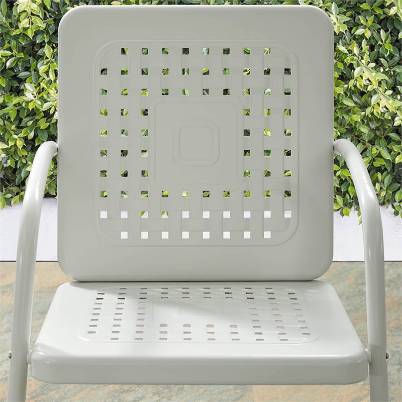 Crosley Furniture Bates Metal Patio Chair in White (Set of 2)