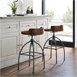 Crosley Furniture Edison Wood Adjustable Bar Stool in Natural and Black