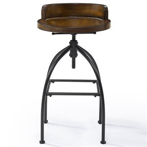 crosley edison adjustable bar stool in natural and black