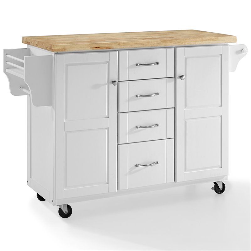Crosley Elliott Natural Wood Top, Hardiman 53 75 Kitchen Cart With Solid Wood Top And Locking Wheels