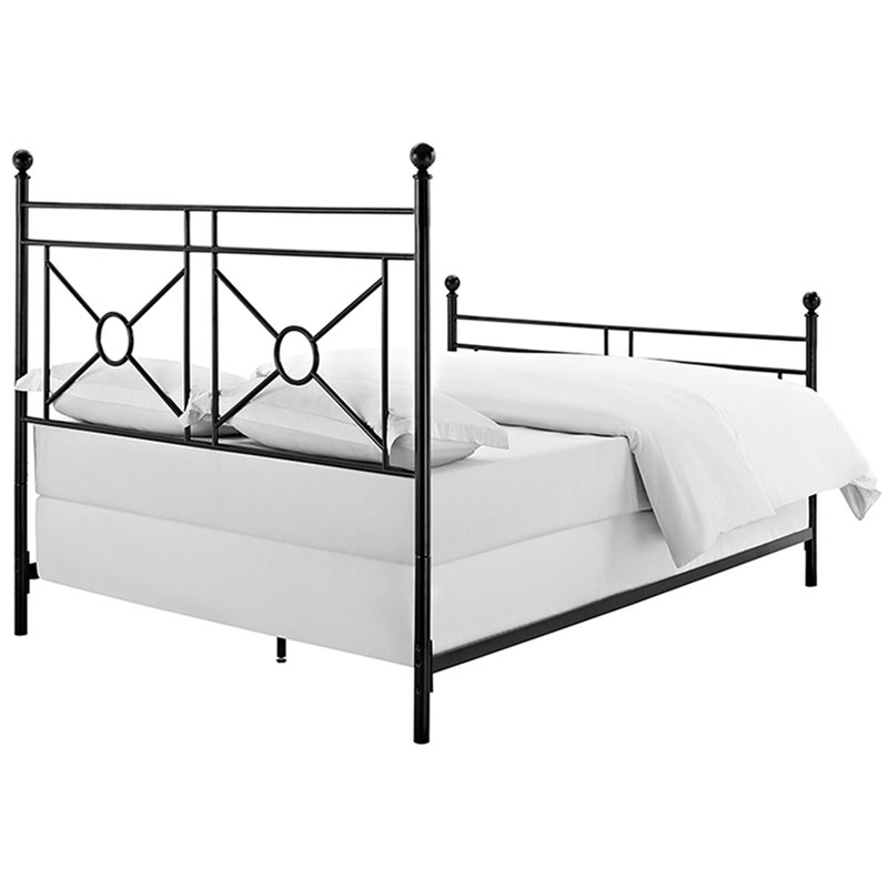 Crosley Furniture Montgomery Metal Frame Queen Poster Bed in Black Powder Coat