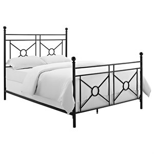 Crosley Furniture Montgomery Metal Frame Queen Poster Bed in Black Powder Coat