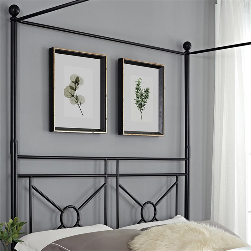 Crosley Furniture Montgomery Metal Frame Queen Canopy Bed in Black Powder Coat
