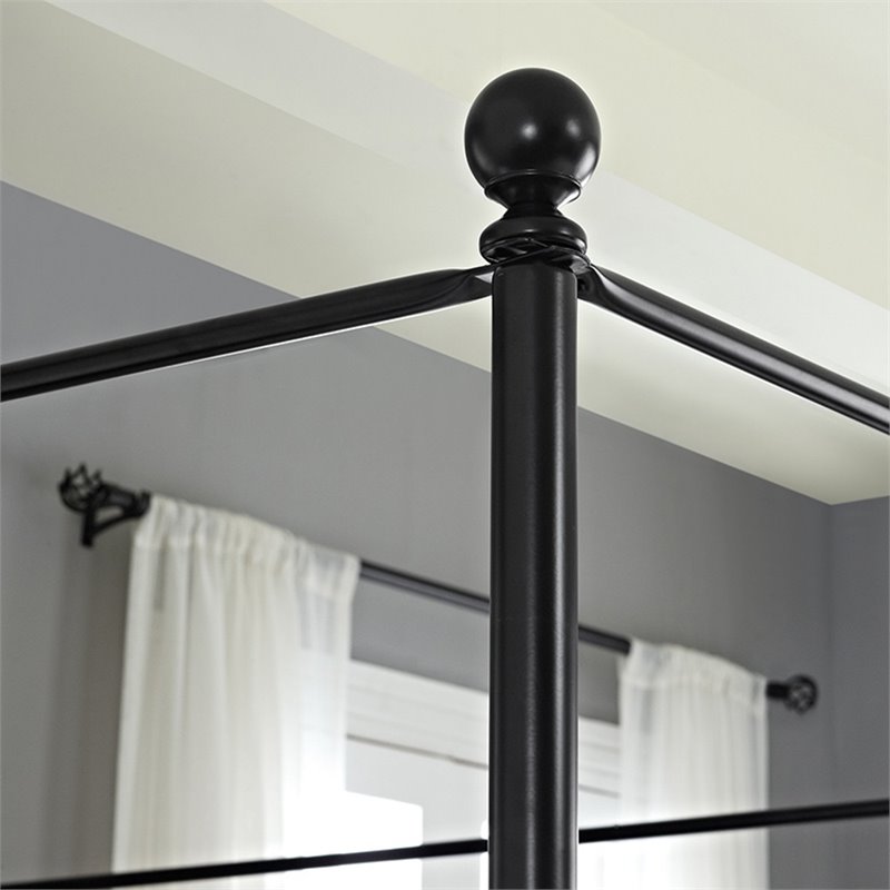Crosley Furniture Montgomery Metal Frame Queen Canopy Bed in Black Powder Coat