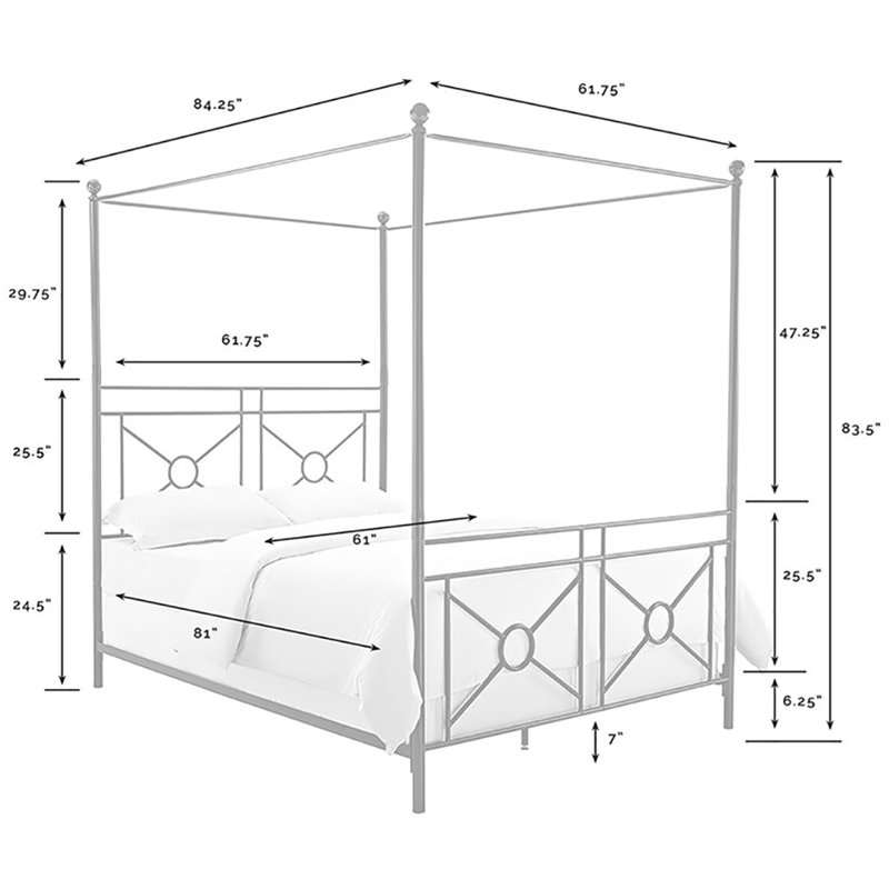 Crosley Furniture Montgomery Metal Frame Queen Canopy Bed in Black Powder Coat