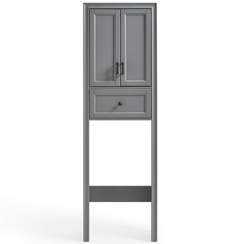 Crosley Furniture Tara Wood Classic Spacesaver in Vintage Gray/Black