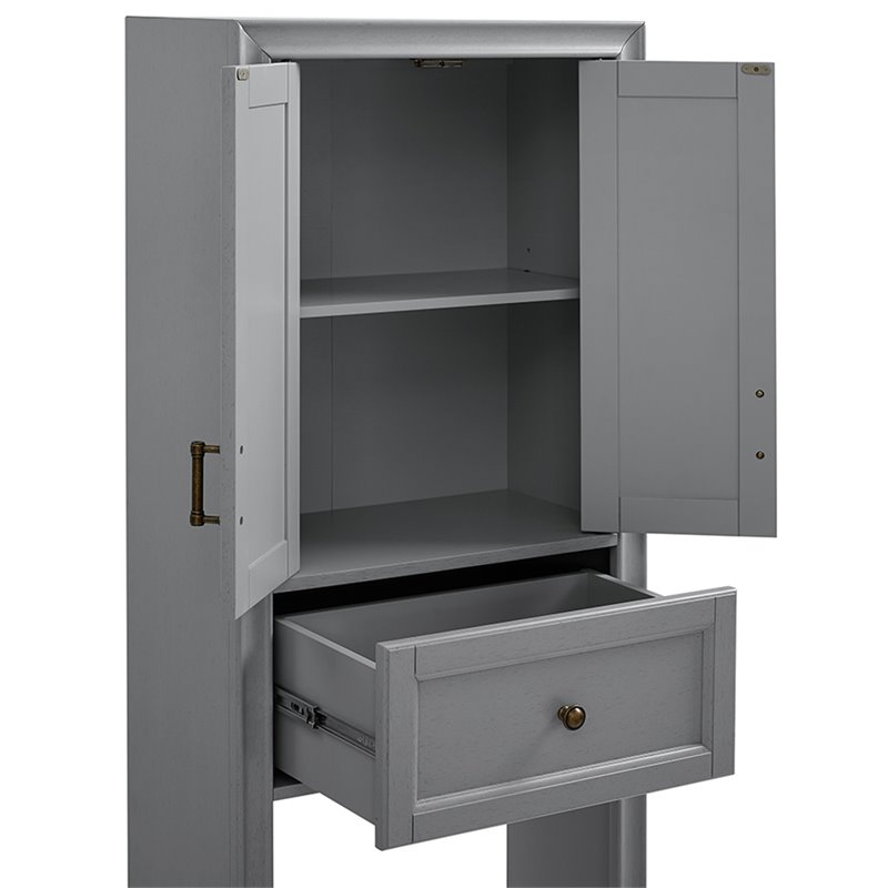 Crosley Furniture Tara Wood Classic Spacesaver in Vintage Gray/Black