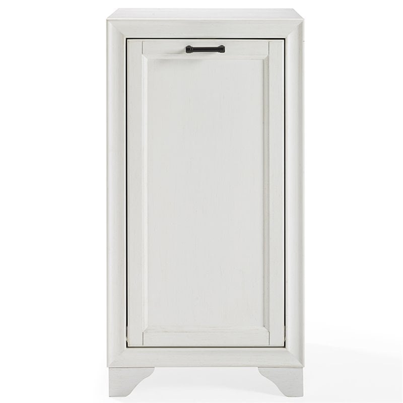 Crosley Furniture Tara Wood Laundry Hamper in Vintage White/Black