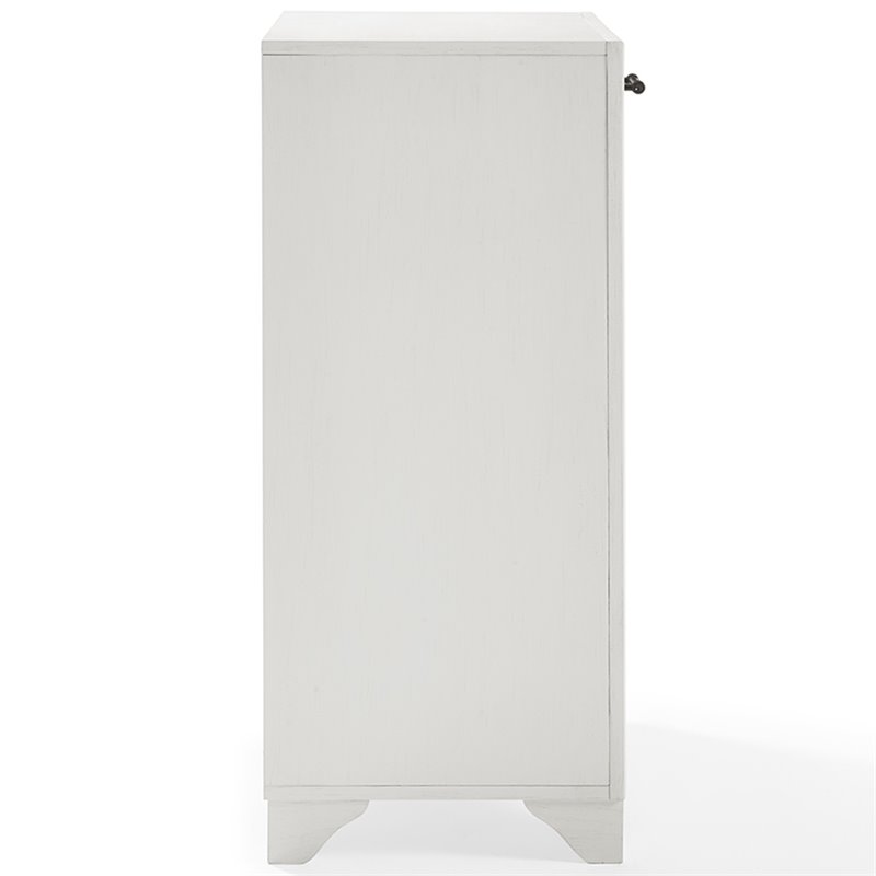 Crosley Furniture Tara Wood Laundry Hamper in Vintage White/Black