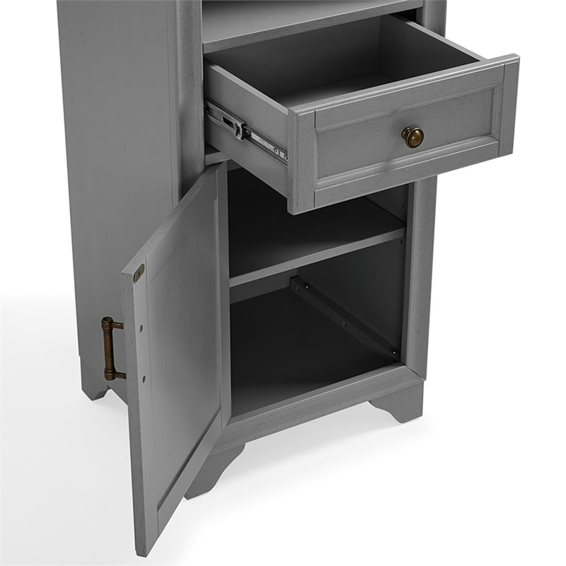 Crosley Furniture Tara Wood Classic Linen Cabinet in Vintage Gray