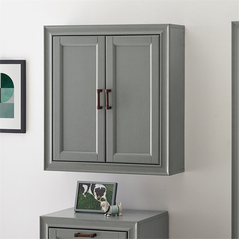 Crosley Furniture Tara Wood Medicine Cabinet in Vintage in Gray