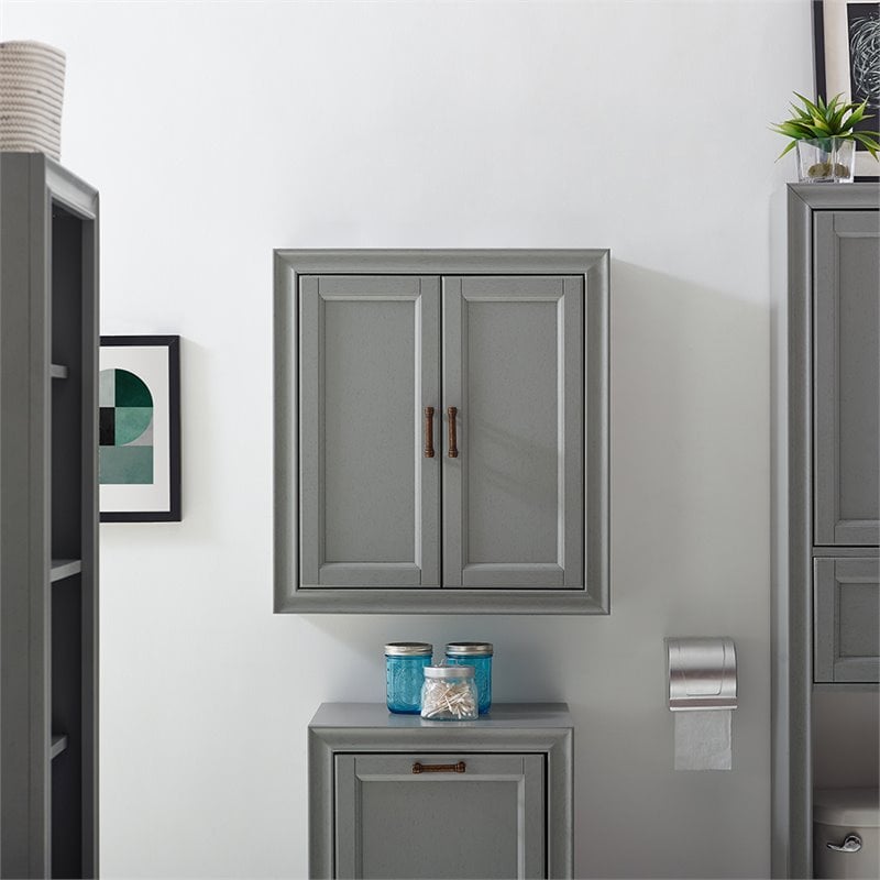 Crosley Furniture Tara Wood Medicine Cabinet in Vintage in Gray
