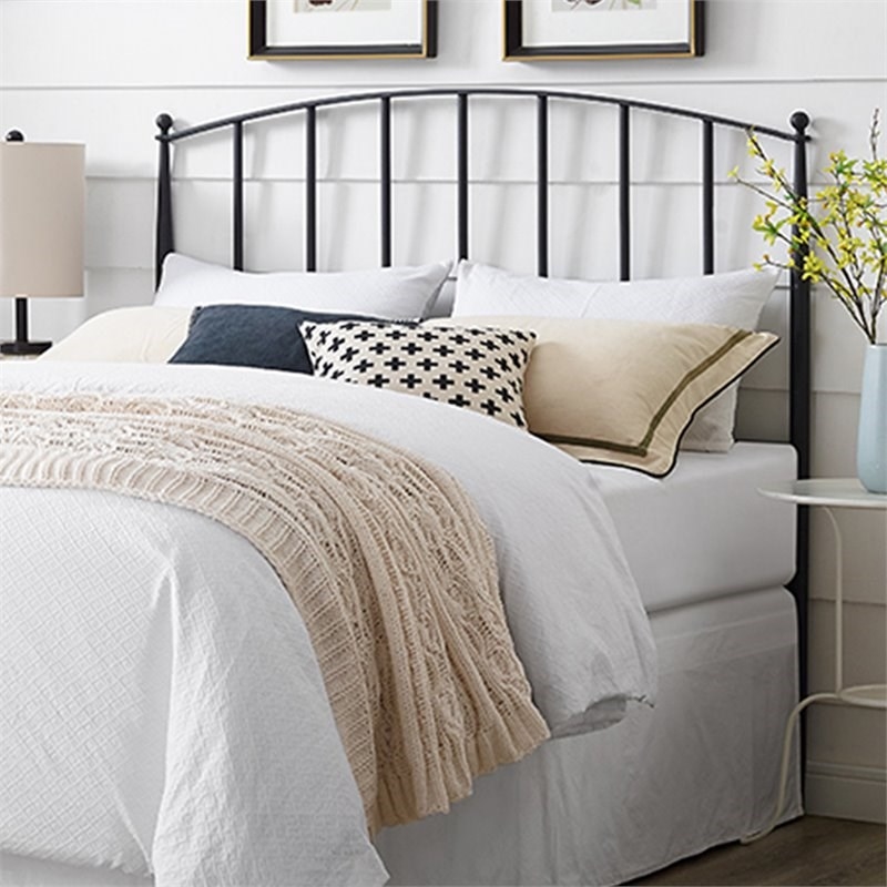 Crosley Furniture Whitney King Metal Spindle Headboard in Black