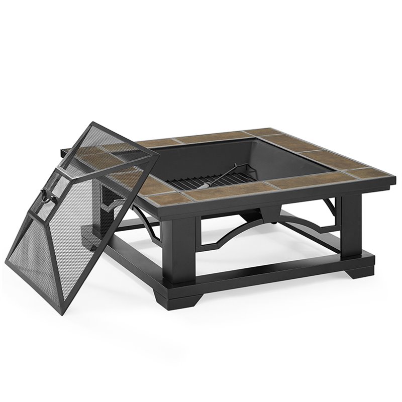 Crosley Furniture Alberta Metal Square Fire Pit In Black Co9013 Bk