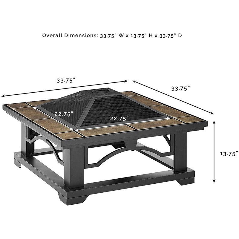 Crosley Furniture Alberta Metal Square Fire Pit In Black Co9013 Bk