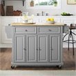Crosley Furniture Natural Wood Top Kitchen Cart in Gray/Natural
