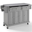 Crosley Furniture Stainless Steel Metal Top Kitchen Cart in Gray/Chrome